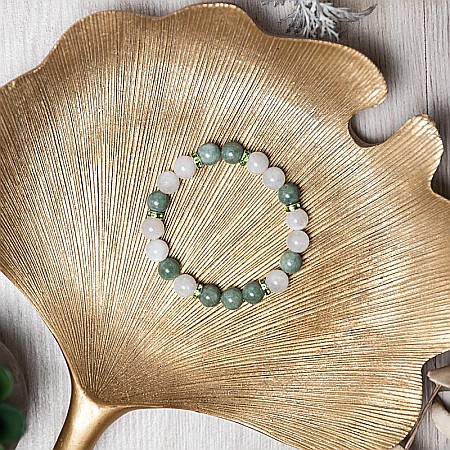 Bratara energetica din Jad Verde si Piatra Lunii, Catia, margele de 8mm [5]