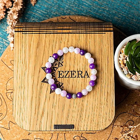 Bratara pietre naturale pentru fete, Kelli, din cristale de Piatra Lunii si Jad Mov, sfere de 6mm [7]