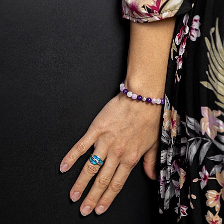 Bratara pietre naturale pentru fete, Kelli, din cristale de Piatra Lunii si Jad Mov, sfere de 6mm [1]