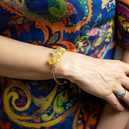 Bratara pietre semipretioase Citrin brut, Meenal, din cupru placat cu Aur de 18K [12]