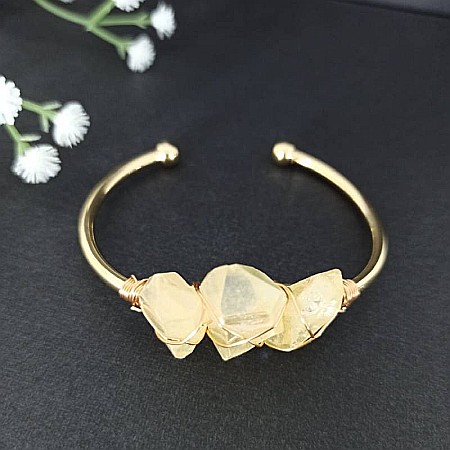 Bratara pietre semipretioase Citrin brut, Meenal, din cupru placat cu Aur de 18K [5]