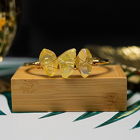 Bratara pietre semipretioase Citrin brut, Meenal, din cupru placat cu Aur de 18K [6]