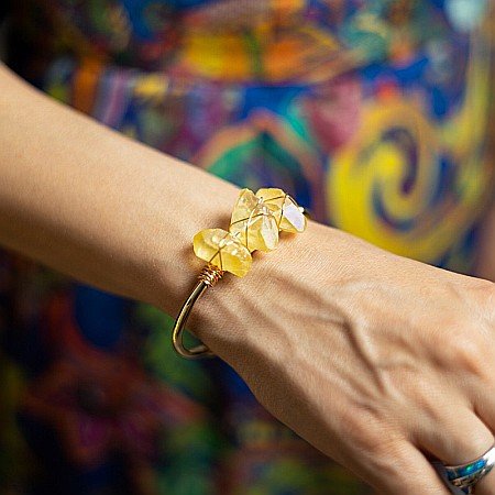 Bratara pietre semipretioase Citrin brut, Meenal, din cupru placat cu Aur de 18K [7]