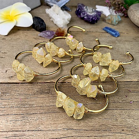 Bratara pietre semipretioase Citrin brut, Meenal, din cupru placat cu Aur de 18K [3]