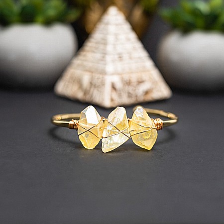 Bratara pietre semipretioase Citrin brut, Meenal, din cupru placat cu Aur de 18K [2]