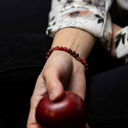 Bratara pietre semipretioase dama, Annissa, cu cristale din Ochi de Tigru si Cloisonne Rosu, sfere de 6 si 8 mm [1]