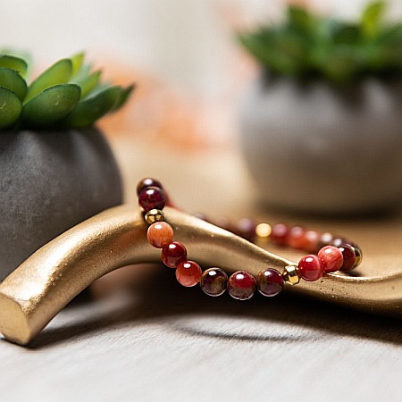 Bratara pietre semipretioase dama, Annissa, cu cristale din Ochi de Tigru si Cloisonne Rosu, sfere de 6 si 8 mm [5]