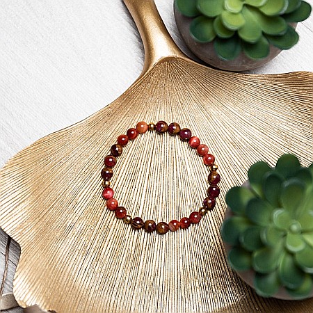 Bratara pietre semipretioase dama, Annissa, cu cristale din Ochi de Tigru si Cloisonne Rosu, sfere de 6 si 8 mm [6]