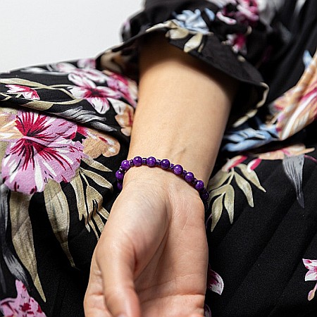 Bratara pietre semipretioase dama Chameli din cristale de Jad Mov, sfere de 6mm [3]