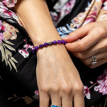 Bratara pietre semipretioase dama Chameli din cristale de Jad Mov, sfere de 6mm [4]