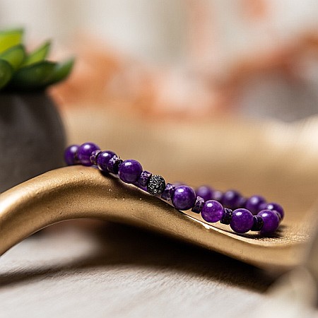 Mov - Bratara pietre semipretioase dama Chameli din cristale de Jad Mov, sfere de 6mm