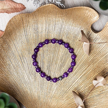 Bratara pietre semipretioase dama Chameli din cristale de Jad Mov, sfere de 6mm [5]