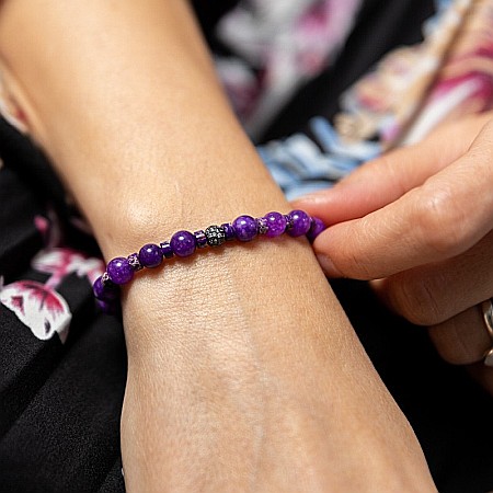 Bratara pietre semipretioase dama Chameli din cristale de Jad Mov, sfere de 6mm [1]