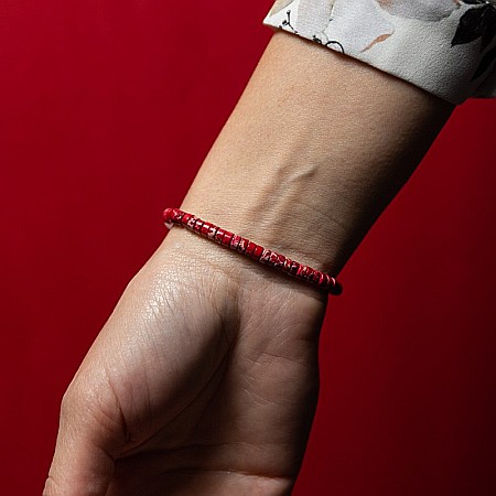 Bratara pietre semipretioase dama, Lori, cu cristale de Piatra Lunii si distantiere din Sediment Marin Rosu [2]