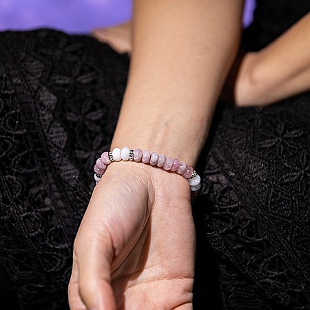 Bratara pietre semipretioase naturale de Morganit Angelit, Mahari, 5x8mm [1]