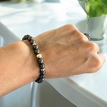 Atrage abundenta-Bratara pirita Devi, pentru femei, cu accesorii din argint placate cu aur