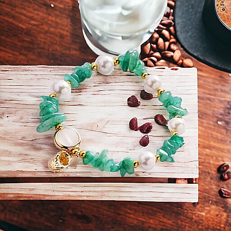 Bratara prieteniei Camille din cristale de Aventurin Verde cipsuri si perle❤️ [5]