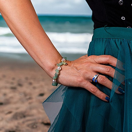 Bratara prieteniei Camille din cristale de Aventurin Verde cipsuri si perle❤️ [6]