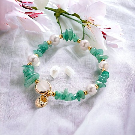 Bratara prieteniei Camille din cristale de Aventurin Verde cipsuri si perle❤️ [4]