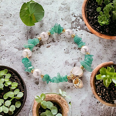 Bratara prieteniei Camille din cristale de Aventurin Verde cipsuri si perle❤️ [3]