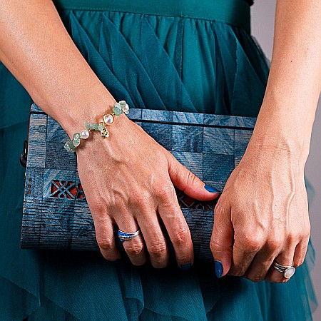 Bratara prieteniei Camille din cristale de Aventurin Verde cipsuri si perle❤️ [7]