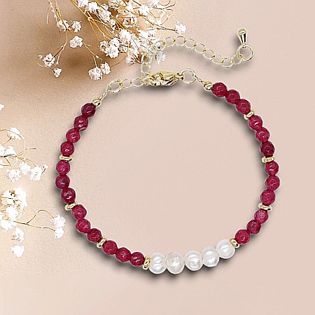 Bratara prieteniei Natya din cristale de Agat si Perle Naturale [5]