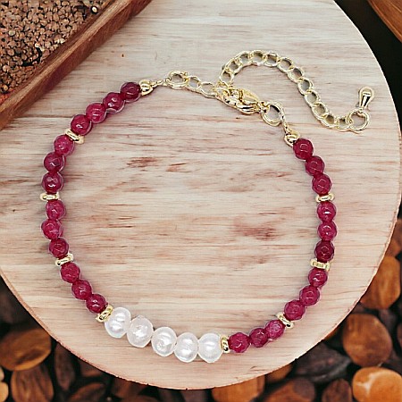 Bratara prieteniei Natya din cristale de Agat si Perle Naturale [8]