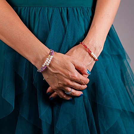 Bratara prieteniei Natya din cristale de Agat si Perle Naturale [9]