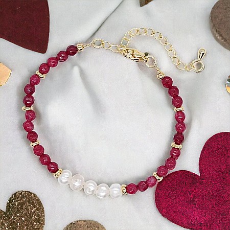 Bratari cristale 6-8 mm - Bratara prieteniei Natya din cristale de Agat si Perle Naturale