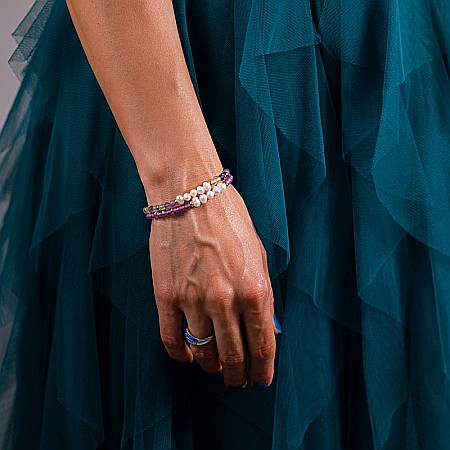 Bratara prieteniei Natya din cristale de Fluorit si Perle Naturale [5]