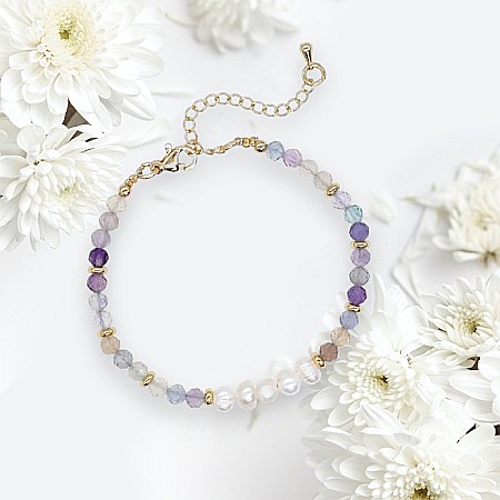 Bratara prieteniei Natya din cristale de Fluorit si Perle Naturale [3]