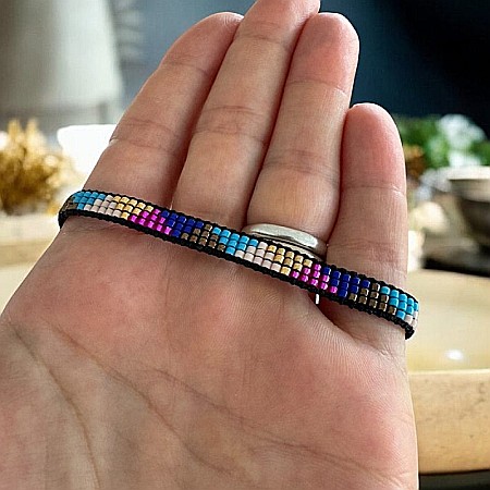 Bratara reglabila Miyuki Manna, margele colorate cu snur [2]