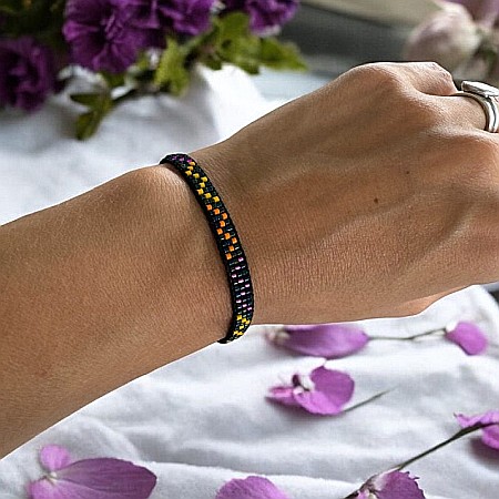 Bratari snur - Bratara reglabila Miyuki Manna, margele colorate cu snur