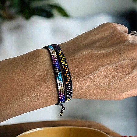 Bratara reglabila Miyuki Manna, margele colorate cu snur [5]