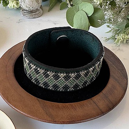 Bratara rigida Lira miyuki verde-argintiu pe suport din piele, 16 cm [2]