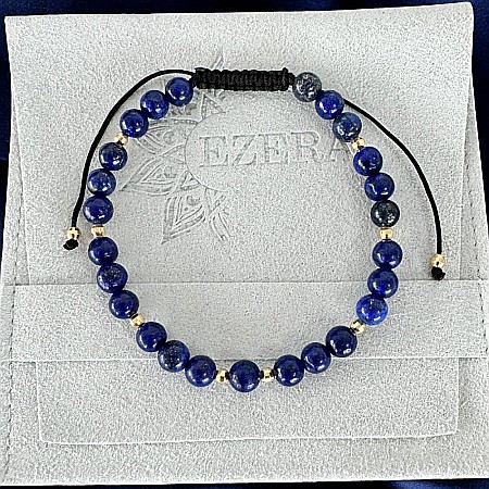 Bratara snur barbati Arcas din Lapis Lazuli cu accesorii din argint placat cu aur [1]