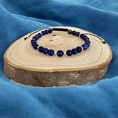 Bratara snur barbati Arcas din Lapis Lazuli cu accesorii din argint placat cu aur [5]