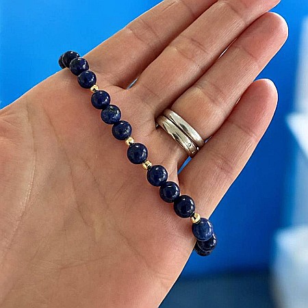 Bratara snur barbati Arcas din Lapis Lazuli cu accesorii din argint placat cu aur [3]