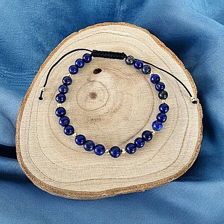 Bratara snur barbati Arcas din Lapis Lazuli cu accesorii din argint placat cu aur [4]