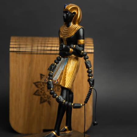 Bratara snur barbati din turmalina neagra naturala realizata manual, cu margele de lava, Devyan [9]