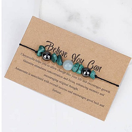 Bijuterii Amazonit - Bratara snur Believe You Can din cristale de Malachit, Hematit si Amazonit