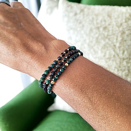 Bratara Snur dama din pietre naturale Aimee, cristale de Obsidian si Malachit cu accesorii din argint 925 [10]