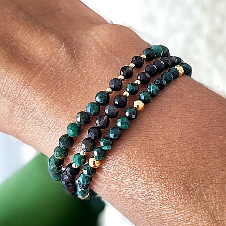 Bratara Snur dama din pietre naturale Aimee, cristale de Obsidian si Malachit cu accesorii din argint 925 [4]