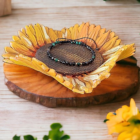 Bratara Snur dama din pietre naturale Aimee, cristale de Obsidian si Malachit cu accesorii din argint 925 [1]