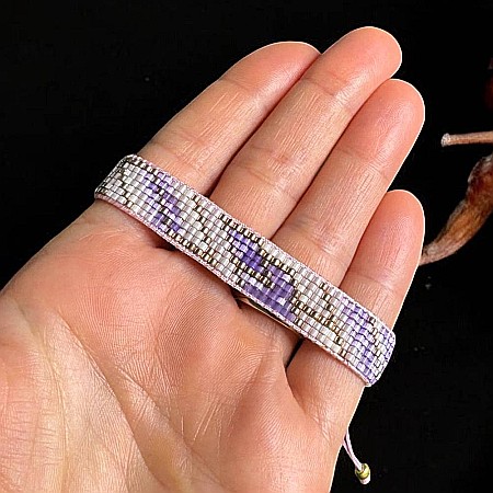 Bratara snur dama Nour din margele Miyuki mov impletita manual [3]