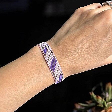 Bratara snur dama Nour din margele Miyuki mov impletita manual Bratari snur - Bratara snur dama Nour din margele Miyuki mov impletita manual