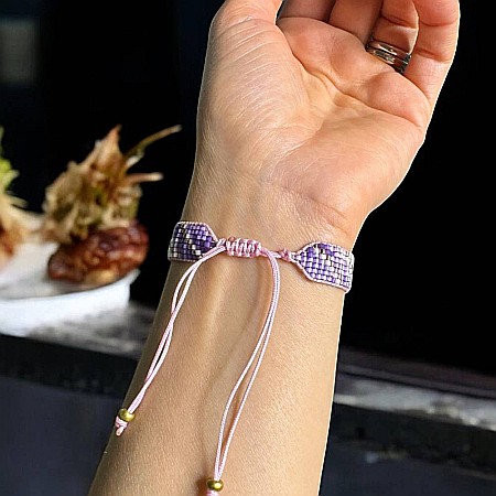 Bratara snur dama Nour din margele Miyuki mov impletita manual [5]