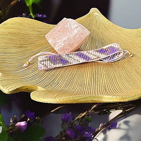 Bratara snur dama Nour din margele Miyuki mov impletita manual [7]