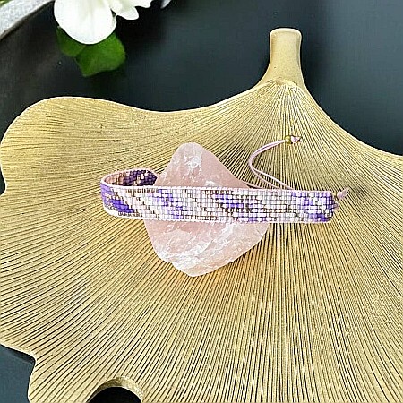 Bratara snur dama Nour din margele Miyuki mov impletita manual [2]