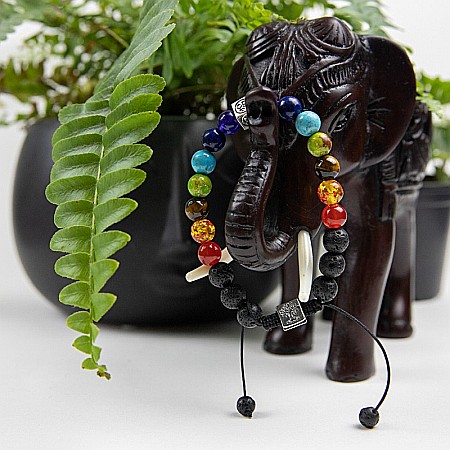 Bratara snur difuzor aromaterapie “Tamar” 7 Chakre cu Pietre de Lava (Vulcanice) si Simboluri Copacul Vietii si OM [3]